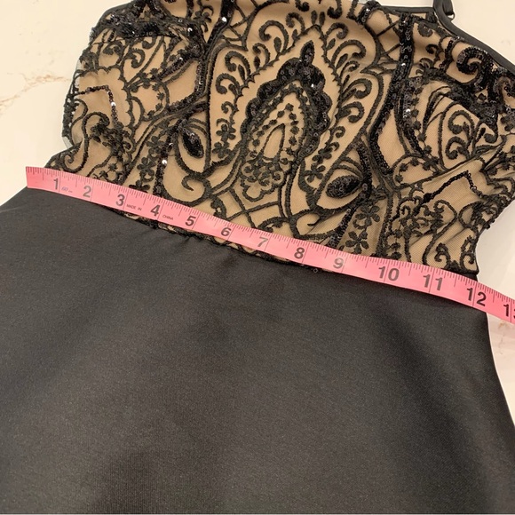 Crystal Doll Black /Beige Sequined High Low Formal Dress Size 0 - Picture 6 of 14